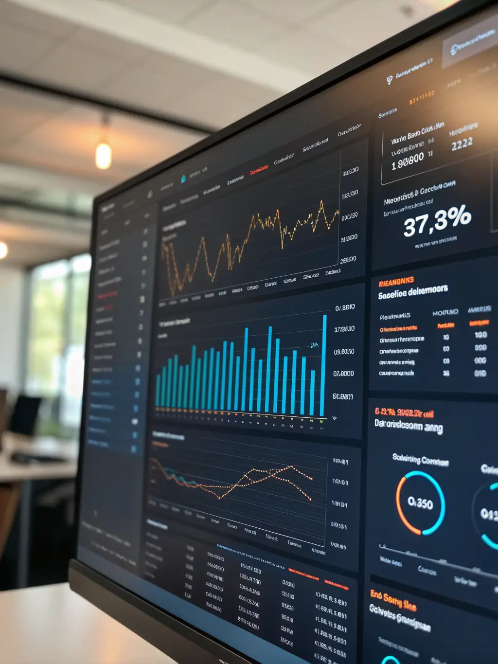A detailed analytics dashboard displaying key performance indicators (KPIs) such as website traffic, conversion rates, and ROI, demonstrating MarketPro's data-driven approach to digital marketing.